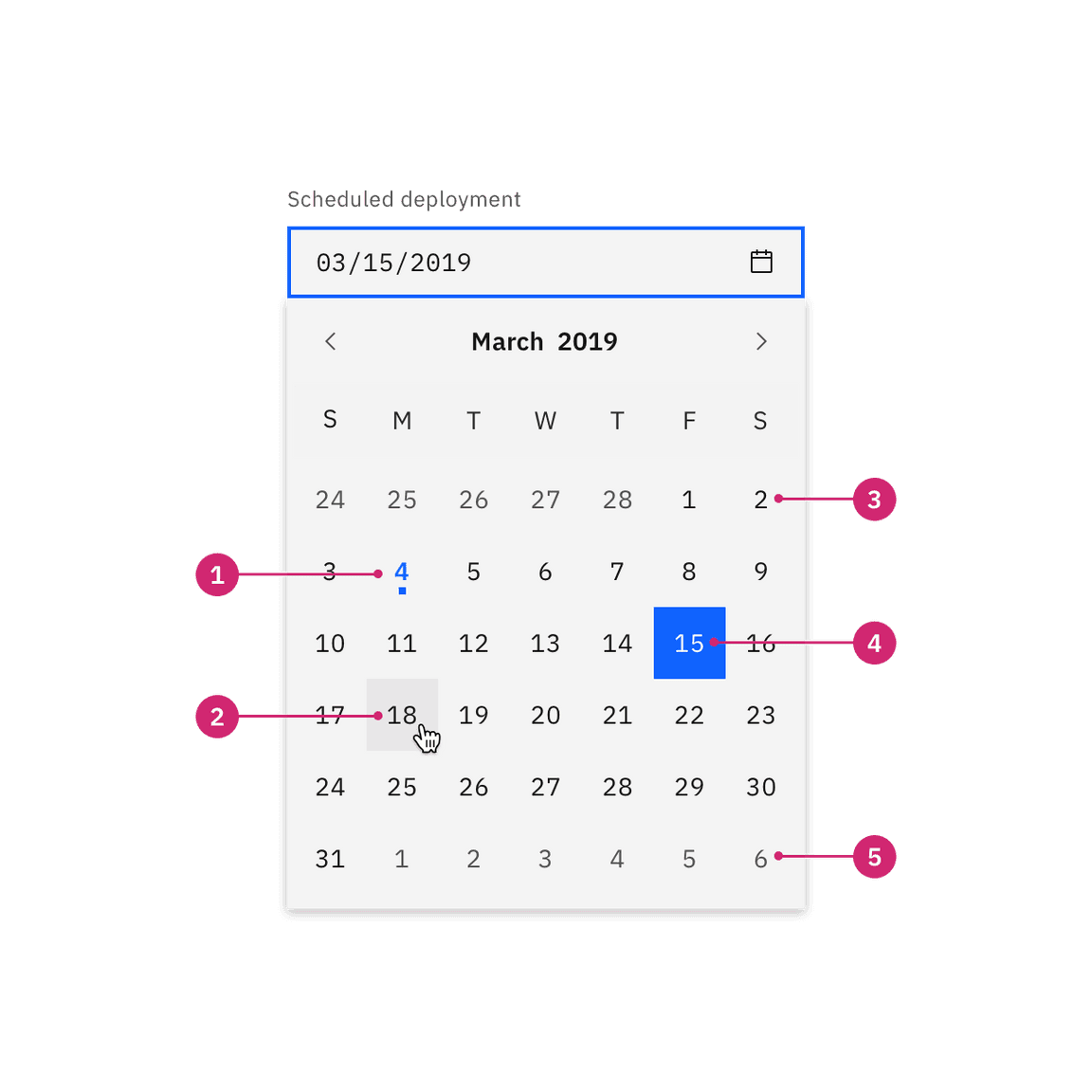 Single date calendar picker